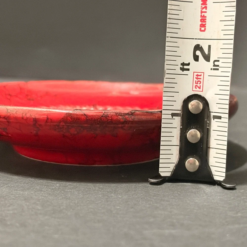 Red Artisan Ceramic Garlic Grater Plate Black Marble Bubble Glaze 4.75 Inch